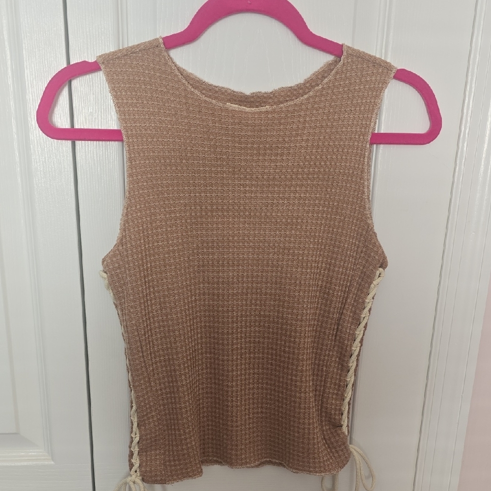 Buckle Waffle Knit Tank Top Y2K